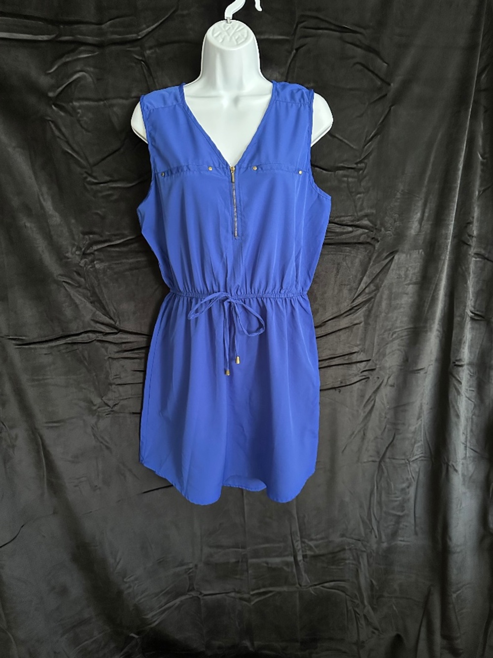MPH collection, solid blue sleeveless summer dress, size PXL